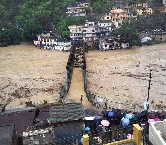 Submerged bridge over river Ganga in Rudraprayag cuts off Kedarnath shrine