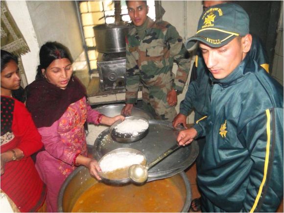 Rescued people being provided food by the army on Thursday