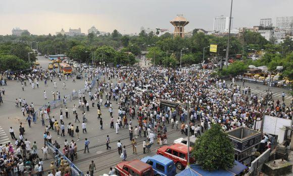 The massive rally chocked central Kolkata for a few hours on Friday afternoon