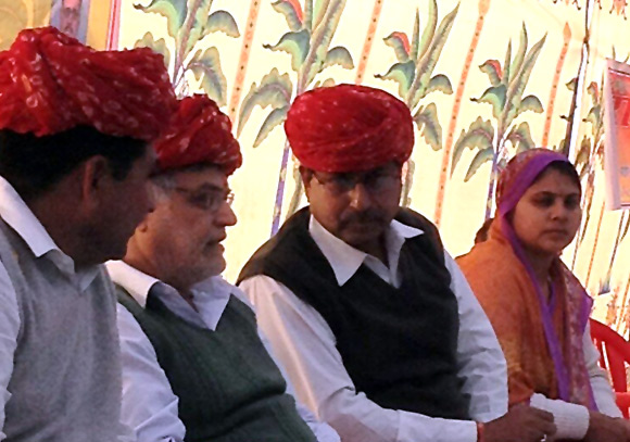 C P Joshi, second from left, would like a bigger role in Rajasthan.