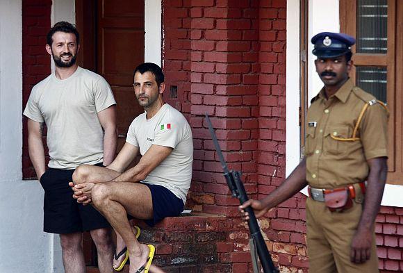 Italian marines Salvatore Girone and Latorre Massimiliano in a CISF guest house in Kochi