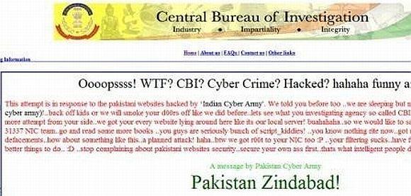 The defaced website of the CBI