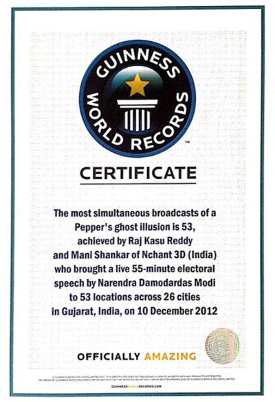 The Guiness World Records certificate