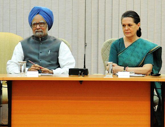 Prime Minister Manmohan Singh with Congress president Sonia Gandhi