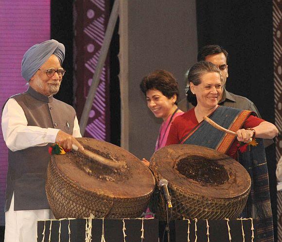 Prime Minister Manmohan Singh with Congress President Sonia Gandhi