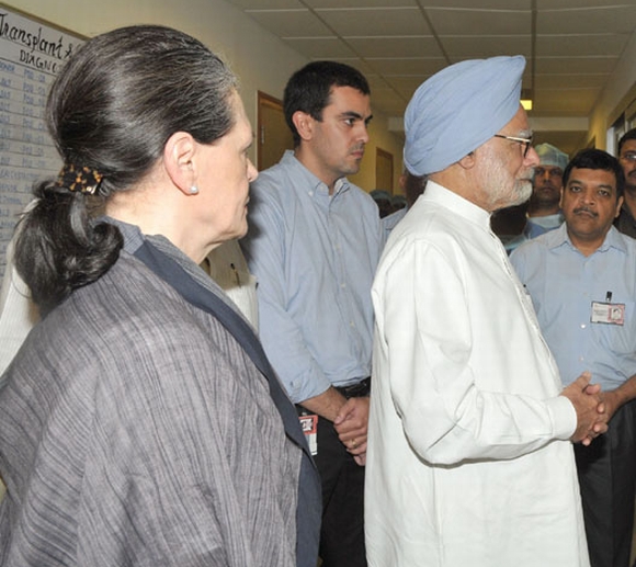 Prime Minister Manmohan Singh with Sonia Gandhi