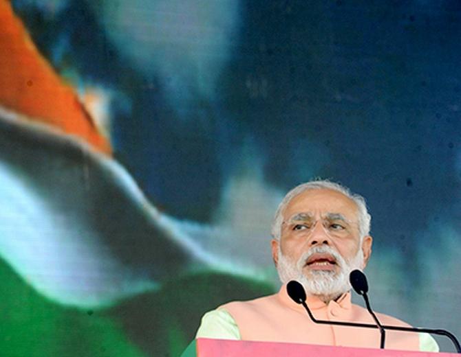 Narendra Modi at the rally in Patna which was hit by blasts