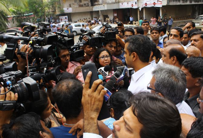 Congress MP Milind Deora speaks to reporters