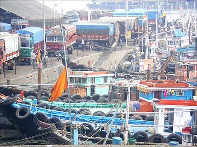 The Kuber, centre, the vessel used by the terrorists.