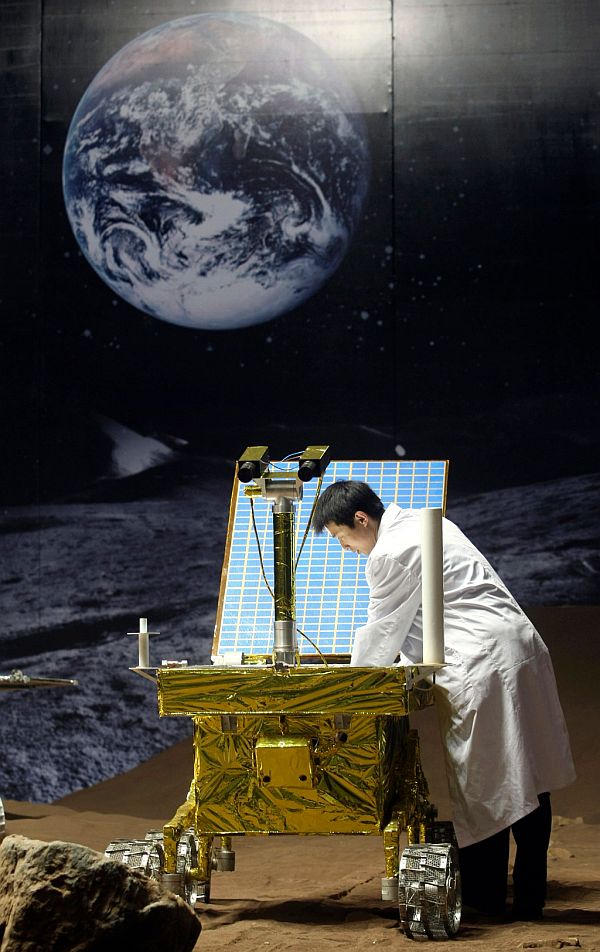 A prototype of China's first lunar rover that will land on the moon sometime in December