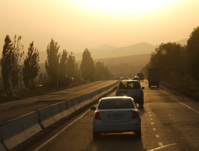 The road from Bishkek to Osh in Kyrgyz Republic