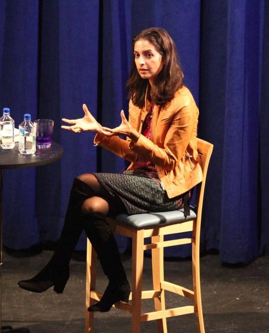 Author Jhumpa Lahiri interacts with the audience at Princeton, New Jersey