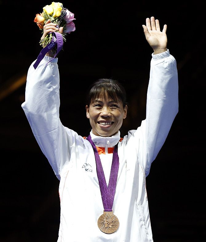Mary Kom at the medal ceremony at the London Olympics 2012
