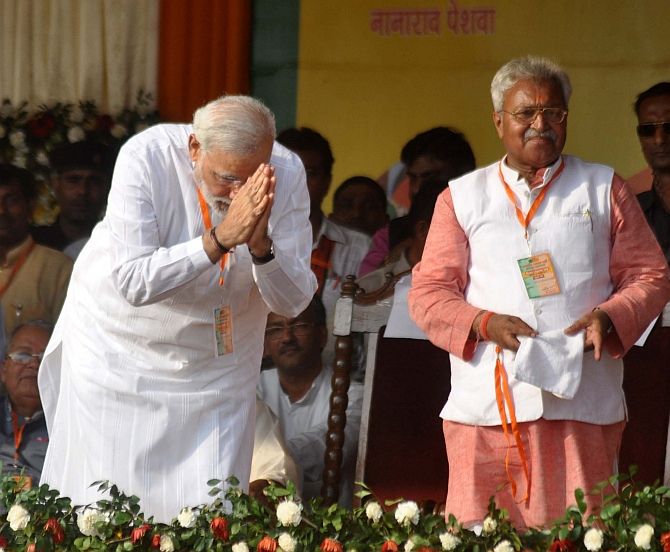 Narendra Modi in Kanpur. Photograph: Sandeep Pal