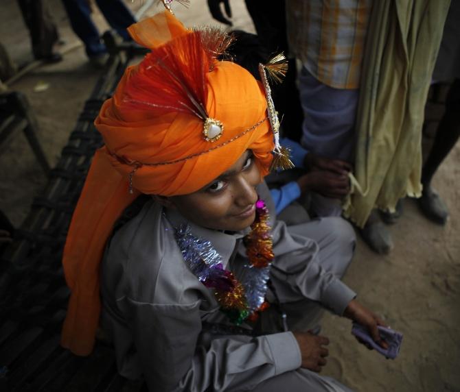 Mahesh, 14, gets ready for his marriage in a village near Kota. Picture for representational purpose