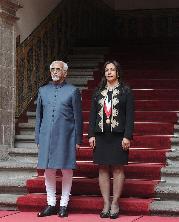 Vice President Hamid Ansari at the ceremonial reception in Lima, Peru