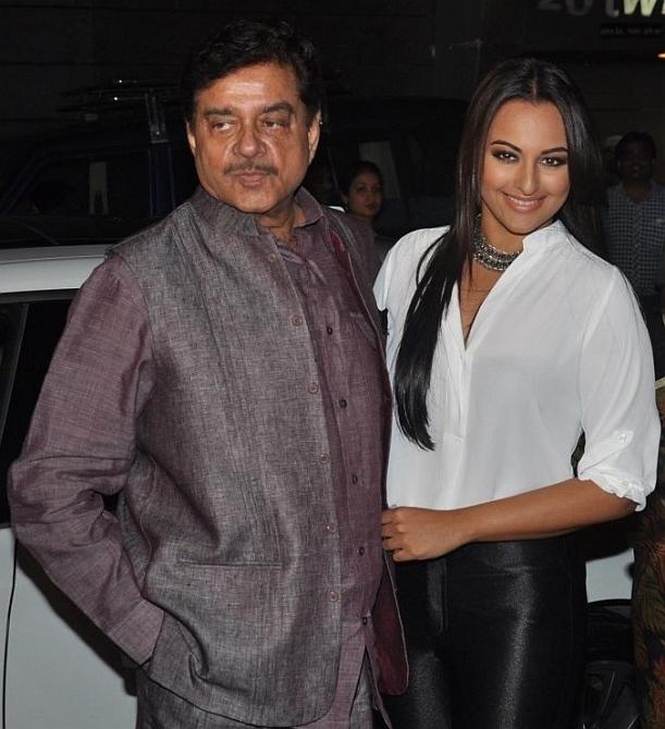 Actor Sonakshi Sinha with her father and Lok Sabha Member of Parliament Shatrughan Sinha