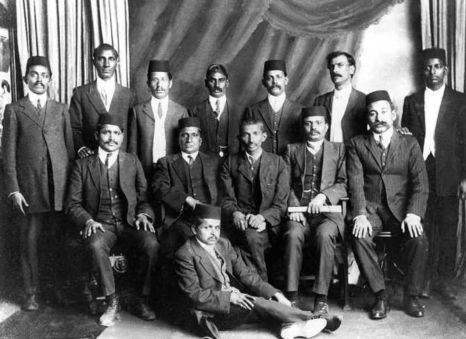 Mahatma Gandhi with the leaders of the non-violent resistance movement in South Africa