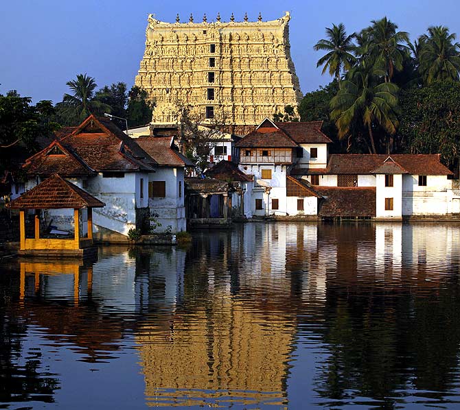 A view of Sree Padmanabhaswamy temple in Thiruvananthapuram, Kerala