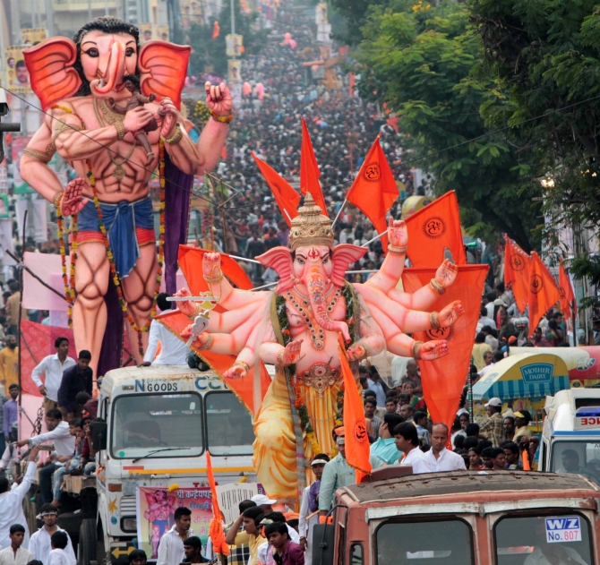 Ganpati idols head for immersion in Hyderabad