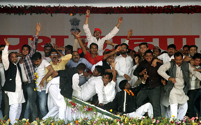 The swearing-in cermony of Akhilesh Singh
