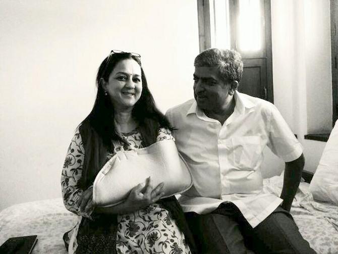 Nandan Nilekan with his 'most passionate volunteer' and his strength, Rohini Nilekani.