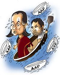 Congress President Sonia Gandhi and son Rahul. Illustration: Uttam Ghosh
