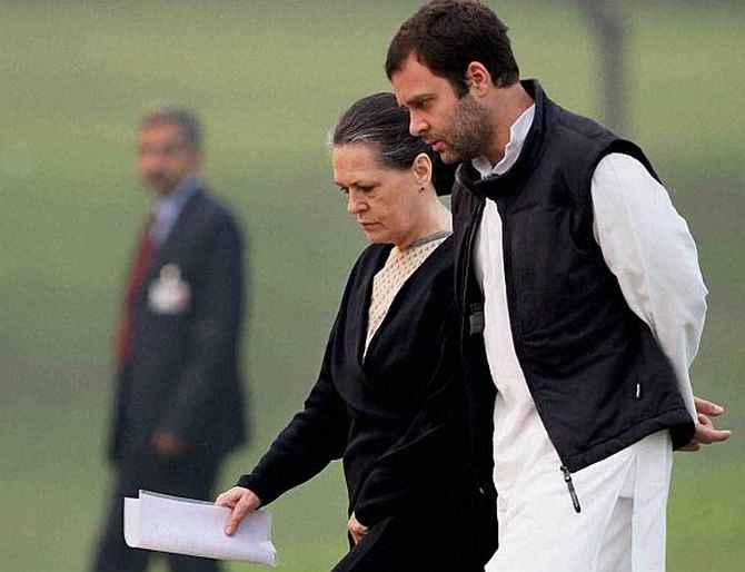Congress president Sonia Gandhi with party vice president Rahul Gandhi