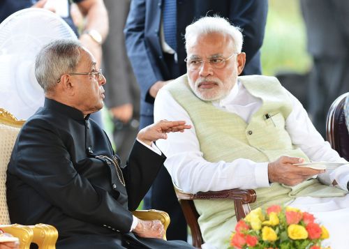 President Pranab Mukherjee with Prime Minister Narendra Modi