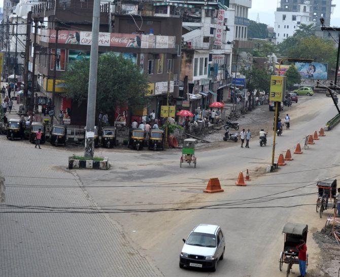 Roads in Guwahati bear a deserted look after a bandh was called in the state to protest against police brutality