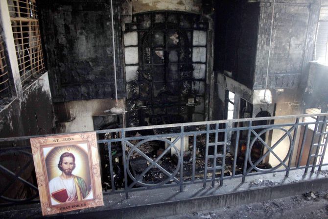 A view of the St Sebastian's Church in Delhi, which was destroyed by a mysterious fire in early December. Photograph: PTI Photo