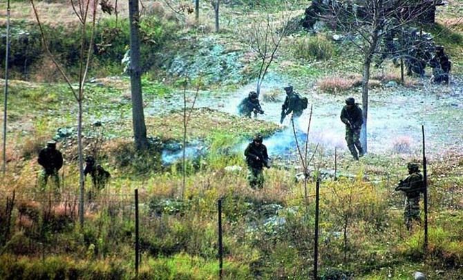 Indian soldiers search for the terrorists in the Uri sector on Friday, December 5, 2014.