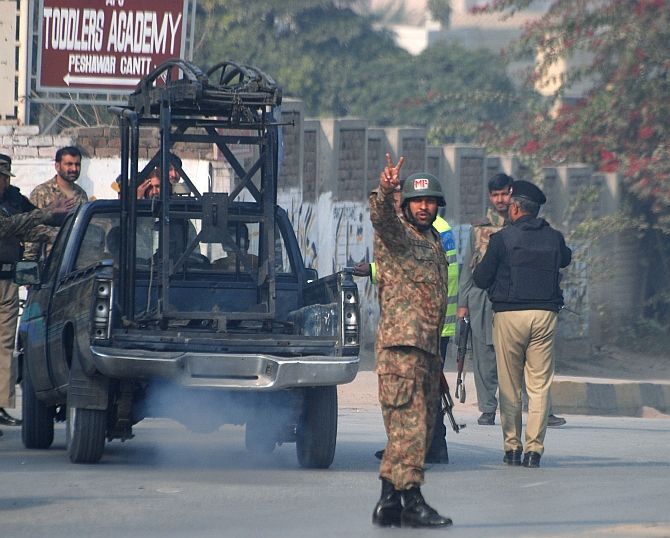 Pakistani troops during the operation in Peshawar on December 16, 2014. Photograph: Reuters