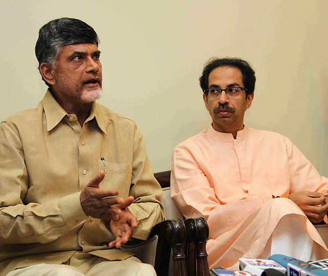 TDP chief Chandrababu Naidu with Shiv Sena President Uddhav Thackeray