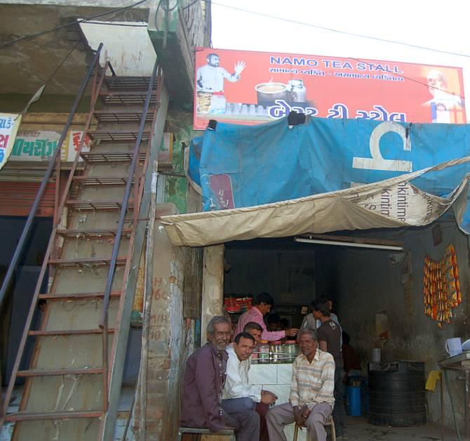 Zubair Shaikh inside the Best Tea Stall rebranded NaMO Tea Stall on February 6.