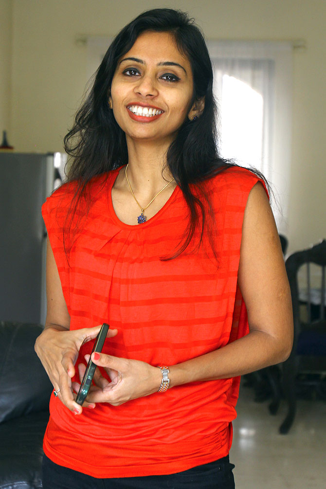 Dr Devyani Khobragade at her parents's Mumbai home, after she returned from New York.
