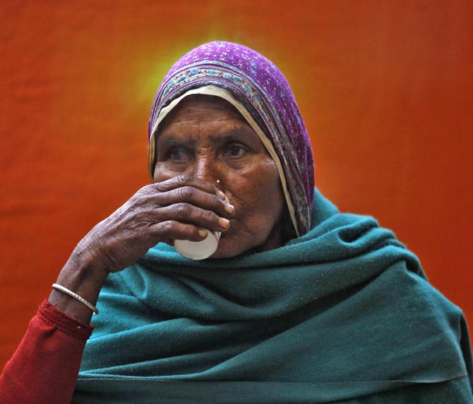 A woman on a cold winter morning in Kolkata.