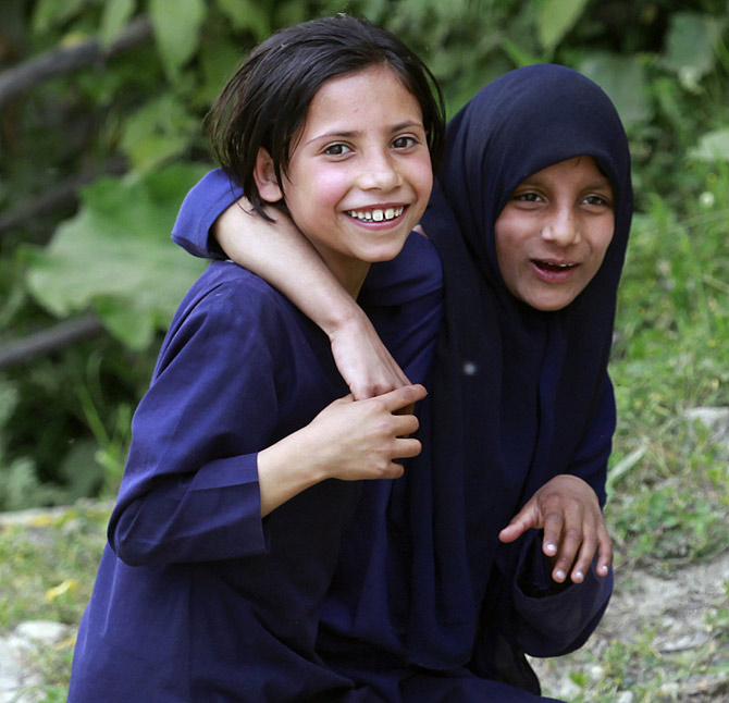 School girls in Kanzalwan, 160 kms north of Srinagar.