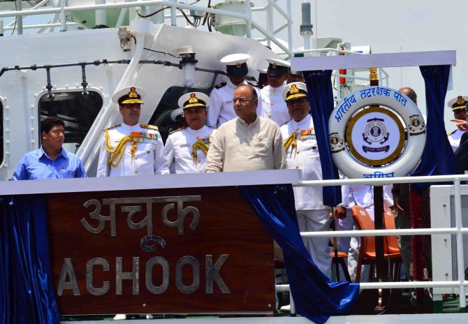 Defence Minister Arun Jaitley onboard INS Viraat.
