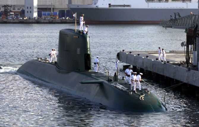Israeli new Dolphin-class submarine docks in Haifa port on arrival from Germany