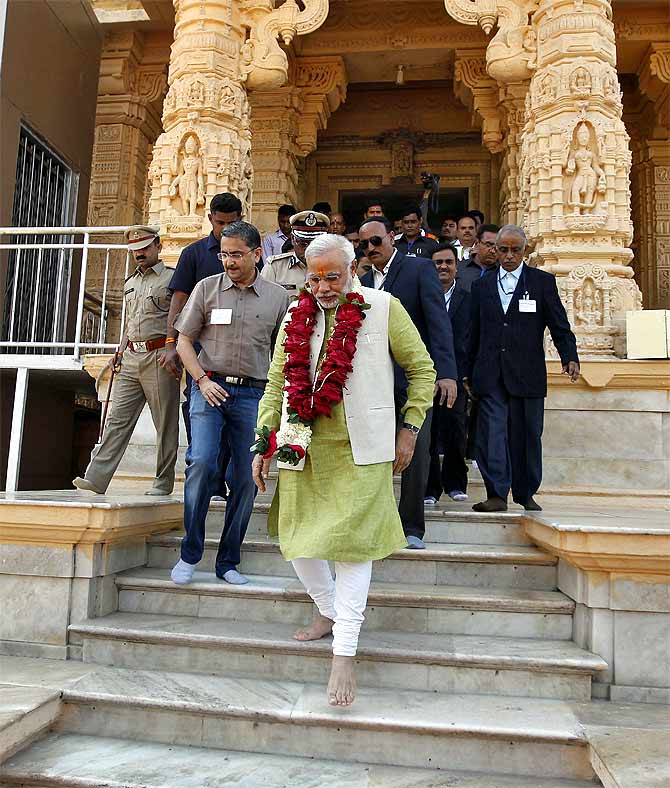 Narendra Modi at the Somnath temple in Gujarat.