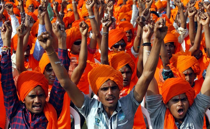 Modi supporters during a rally in Ahmedabad.