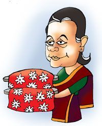 Sonia Gandhi. Illustration: Uttam Ghosh