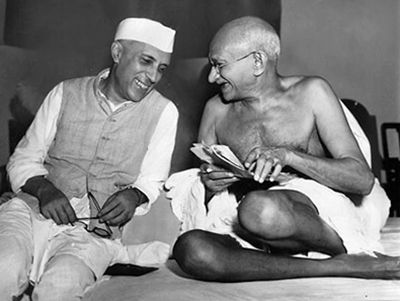 Mahatma Gandhi with Jawaharlal Nehru
