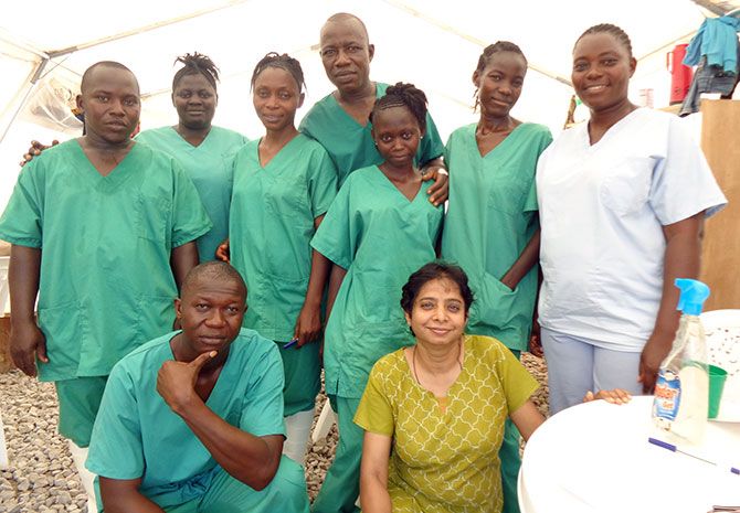 Dr Kalyani with the MSF team in Liberia