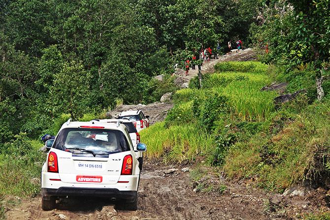 Born to offroad: The vehicles made little work of muddy tracks like these.