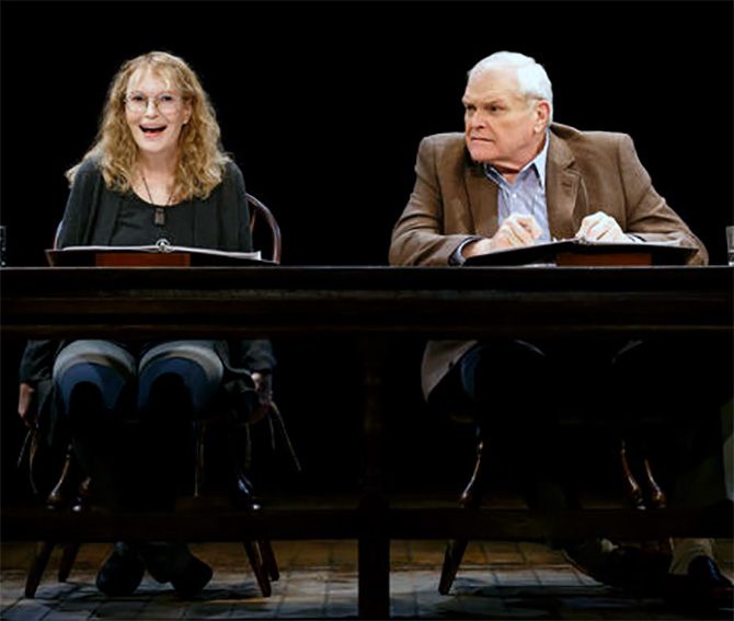 Mia Farrow, left, and Brian Dennehy perform Love Letters