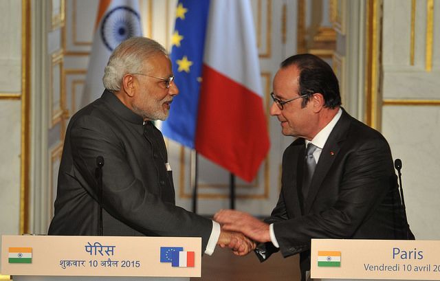 Narendra Modi with Francois Hollande