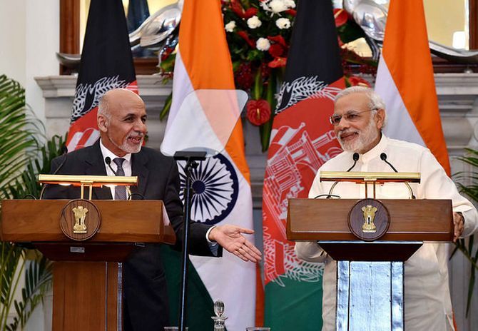 Prime Minister Narendra Modi with Afghan President Ashraf Ghani