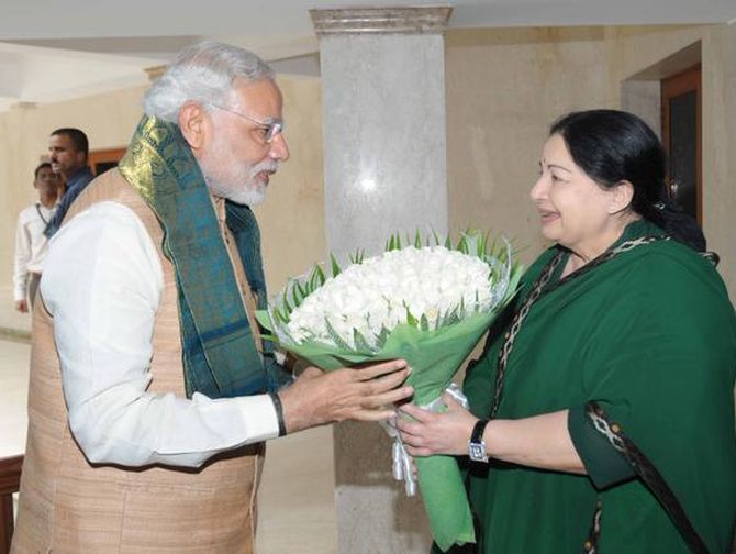 Modi Has Lunch Pe Charcha With Jaya At Poes Garden Home Rediff